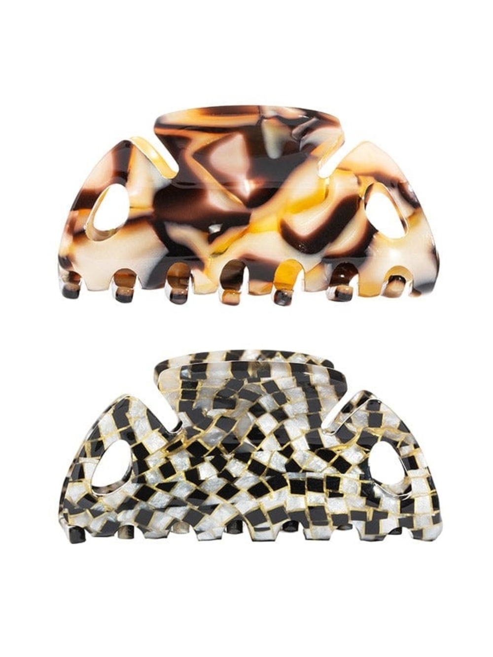 France Luxe L. Erickson Cut Out Mini Claw Clips – Opera Silver & Onyx - NWT